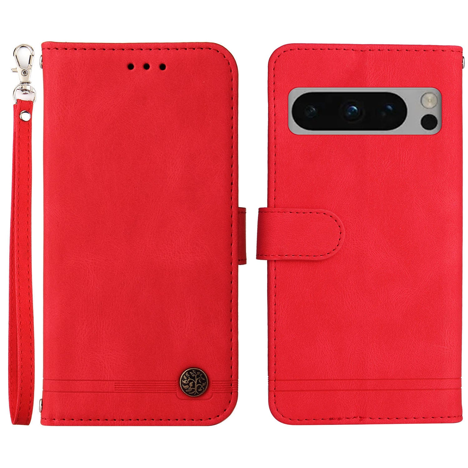 For Google Pixel 8 Pro Imprinted Lines PU Leather Wallet Phone Case Stand Cover Skin-touch Feeling Phone Shell