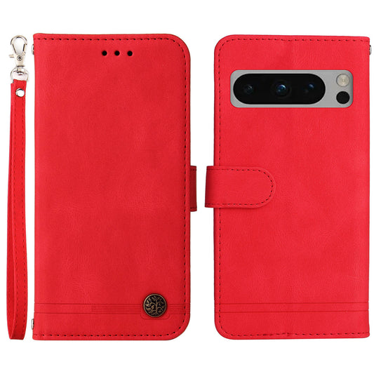 For Google Pixel 8 Pro Imprinted Lines PU Leather Wallet Phone Case Stand Cover Skin-touch Feeling Phone Shell