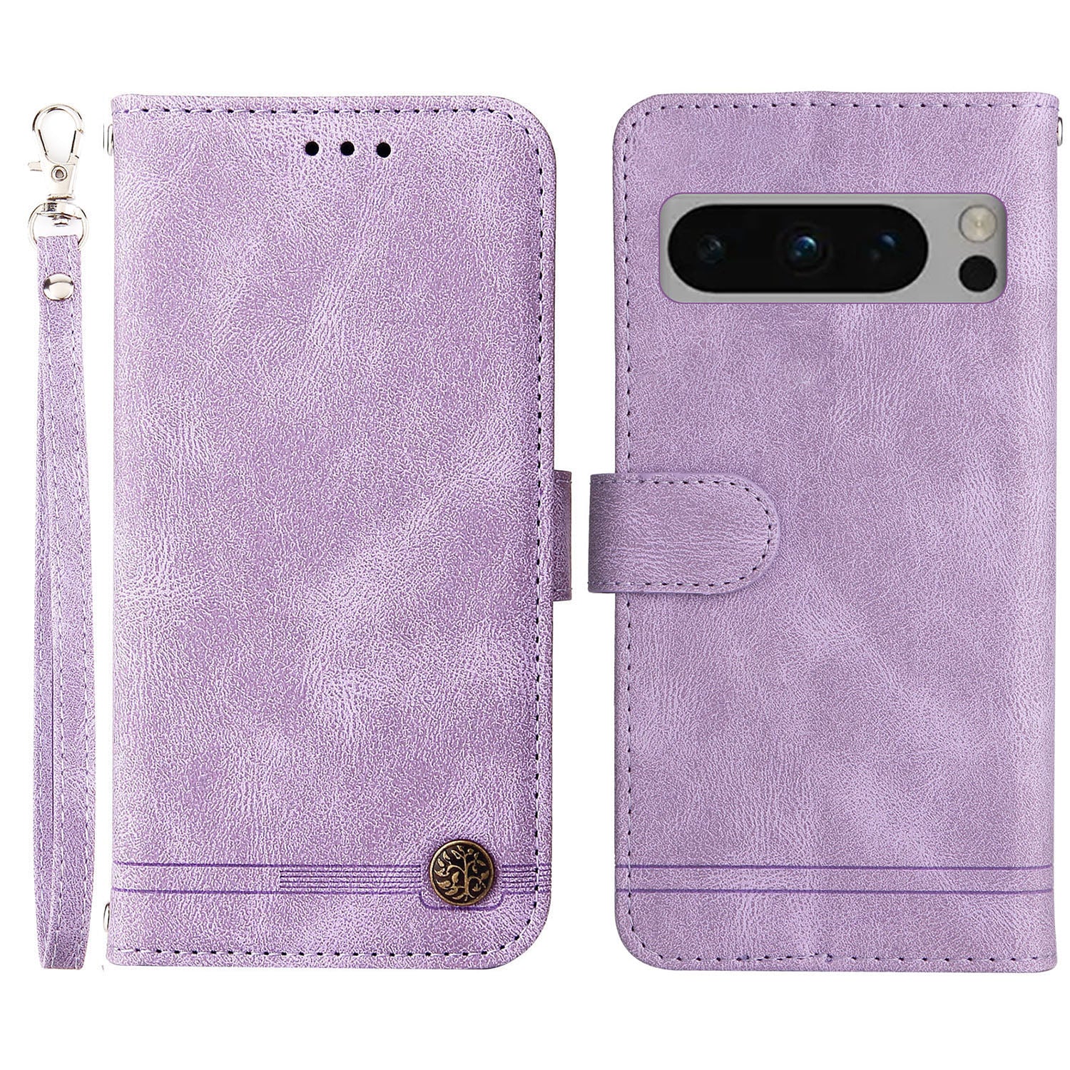 For Google Pixel 8 Pro Imprinted Lines PU Leather Wallet Phone Case Stand Cover Skin-touch Feeling Phone Shell