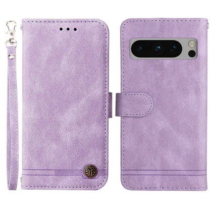 For Google Pixel 8 Pro Imprinted Lines PU Leather Wallet Phone Case Stand Cover Skin-touch Feeling Phone Shell
