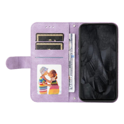 For Google Pixel 8 Pro Imprinted Lines PU Leather Wallet Phone Case Stand Cover Skin-touch Feeling Phone Shell