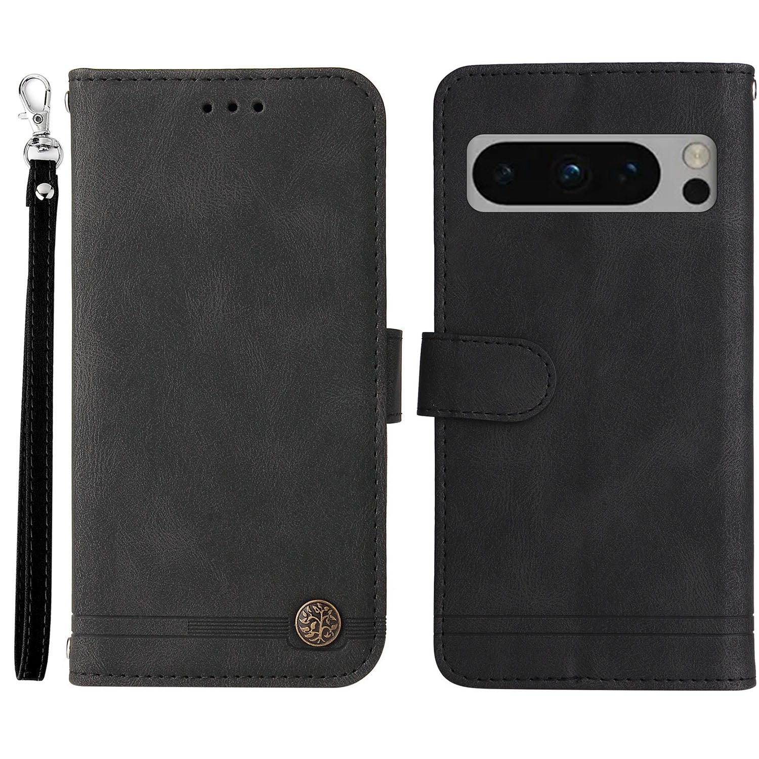 For Google Pixel 8 Pro Imprinted Lines PU Leather Wallet Phone Case Stand Cover Skin-touch Feeling Phone Shell
