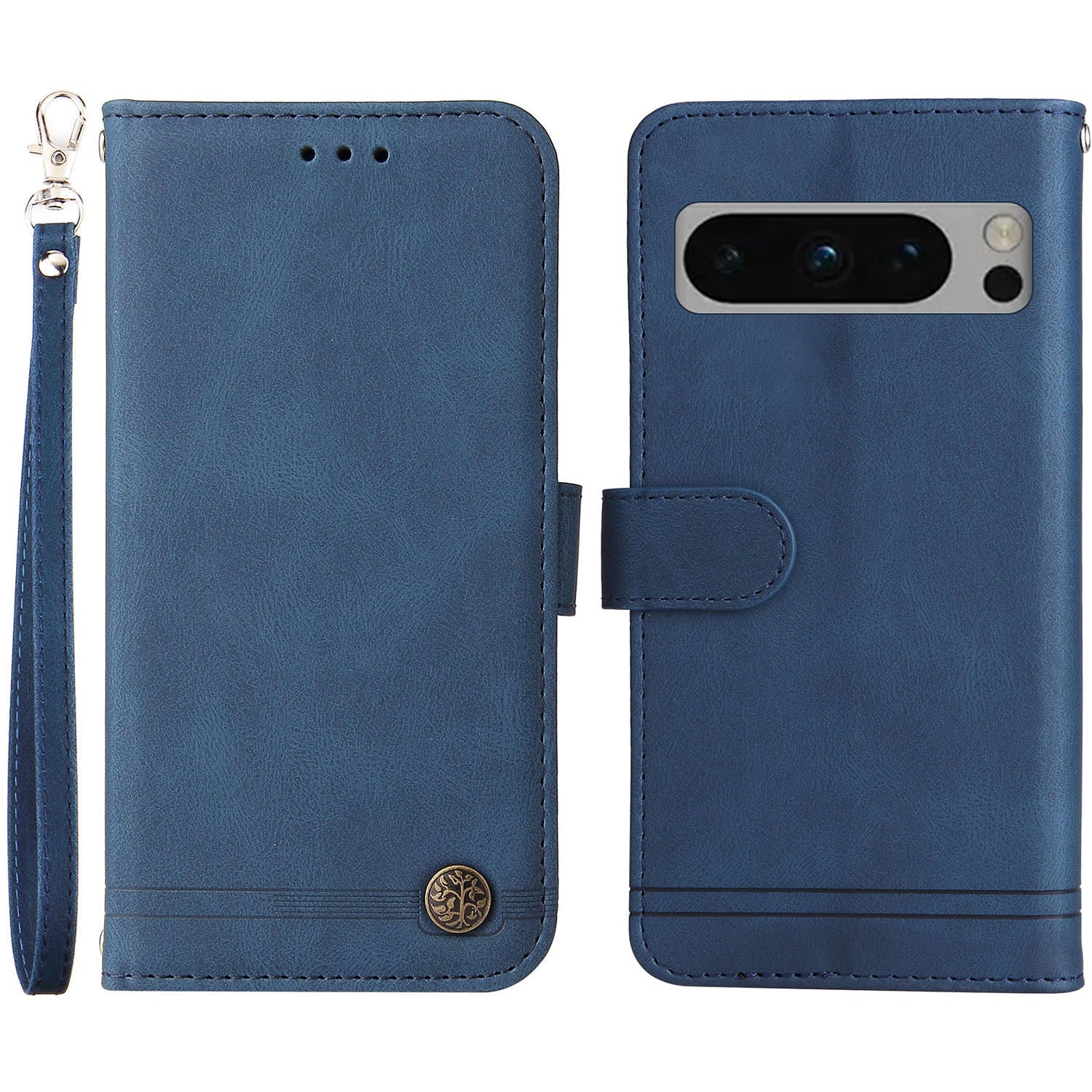 For Google Pixel 8 Pro Imprinted Lines PU Leather Wallet Phone Case Stand Cover Skin-touch Feeling Phone Shell
