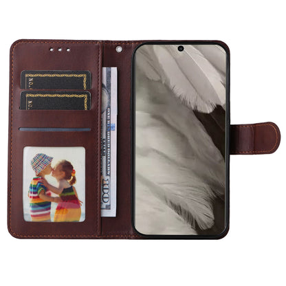 For Google Pixel 8 Cell Phone Cover Wallet Stand Calf Texture PU Leather Phone Case with Strap