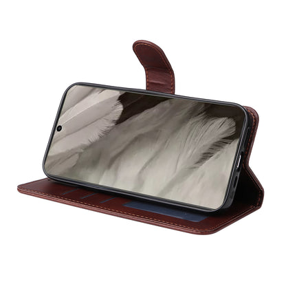 For Google Pixel 8 Cell Phone Cover Wallet Stand Calf Texture PU Leather Phone Case with Strap