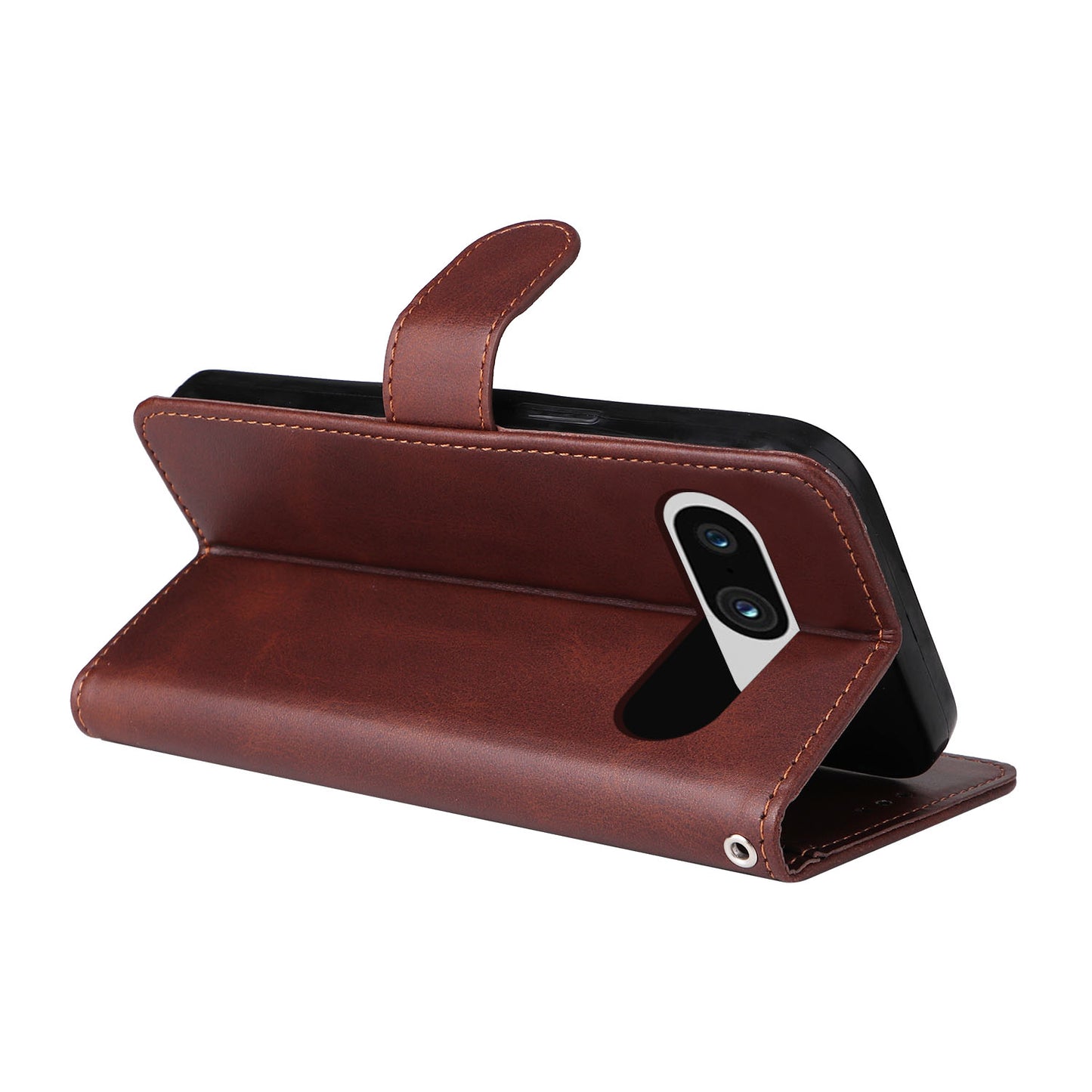 For Google Pixel 8 Cell Phone Cover Wallet Stand Calf Texture PU Leather Phone Case with Strap