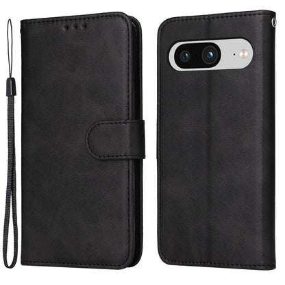 For Google Pixel 8 Cell Phone Cover Wallet Stand Calf Texture PU Leather Phone Case with Strap