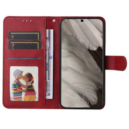 For Google Pixel 8 Cell Phone Cover Wallet Stand Calf Texture PU Leather Phone Case with Strap