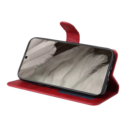 For Google Pixel 8 Cell Phone Cover Wallet Stand Calf Texture PU Leather Phone Case with Strap