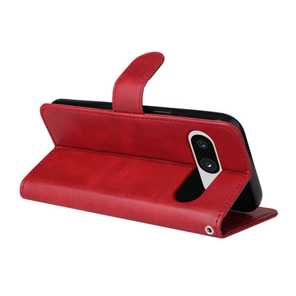 For Google Pixel 8 Cell Phone Cover Wallet Stand Calf Texture PU Leather Phone Case with Strap