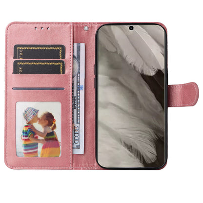 For Google Pixel 8 Cell Phone Cover Wallet Stand Calf Texture PU Leather Phone Case with Strap