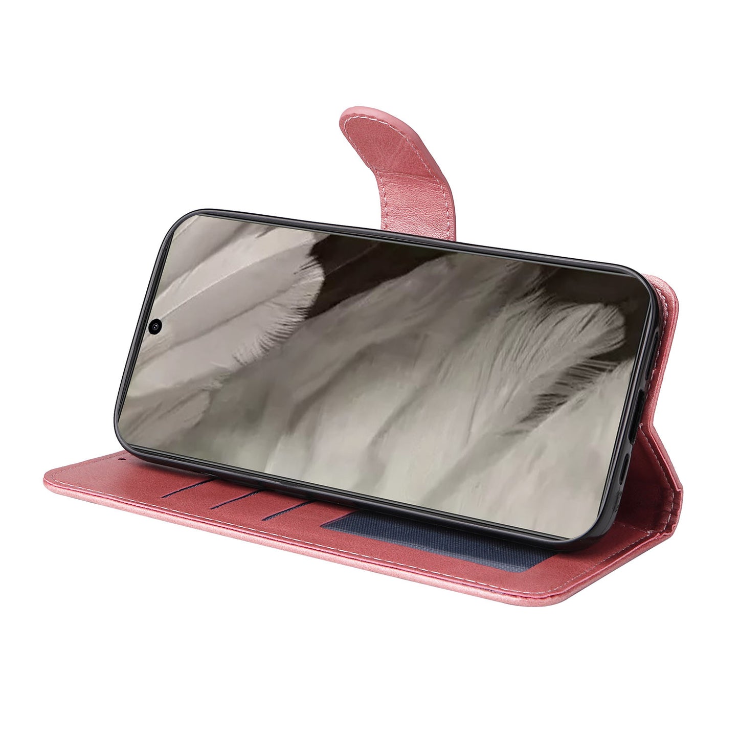 For Google Pixel 8 Cell Phone Cover Wallet Stand Calf Texture PU Leather Phone Case with Strap