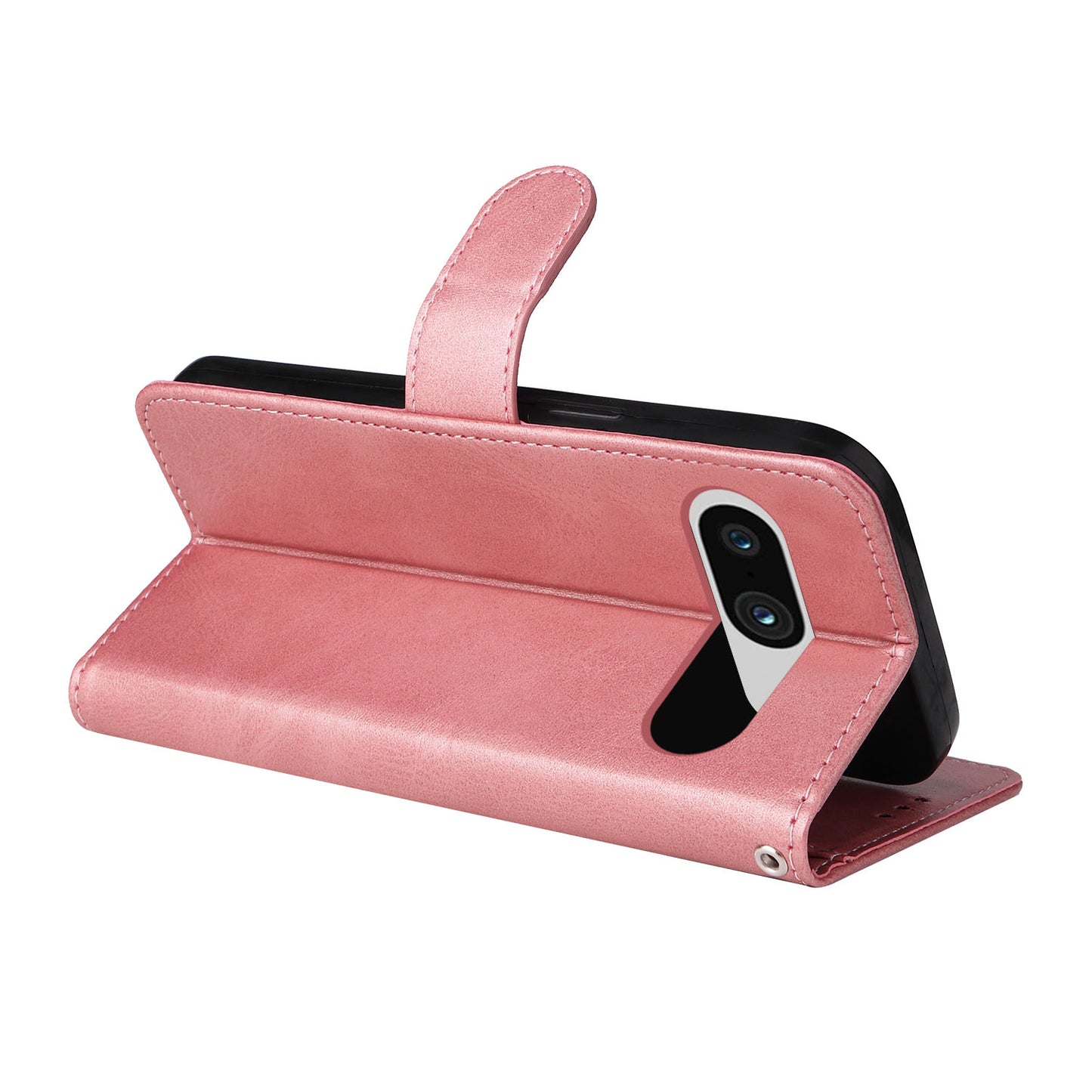 For Google Pixel 8 Cell Phone Cover Wallet Stand Calf Texture PU Leather Phone Case with Strap