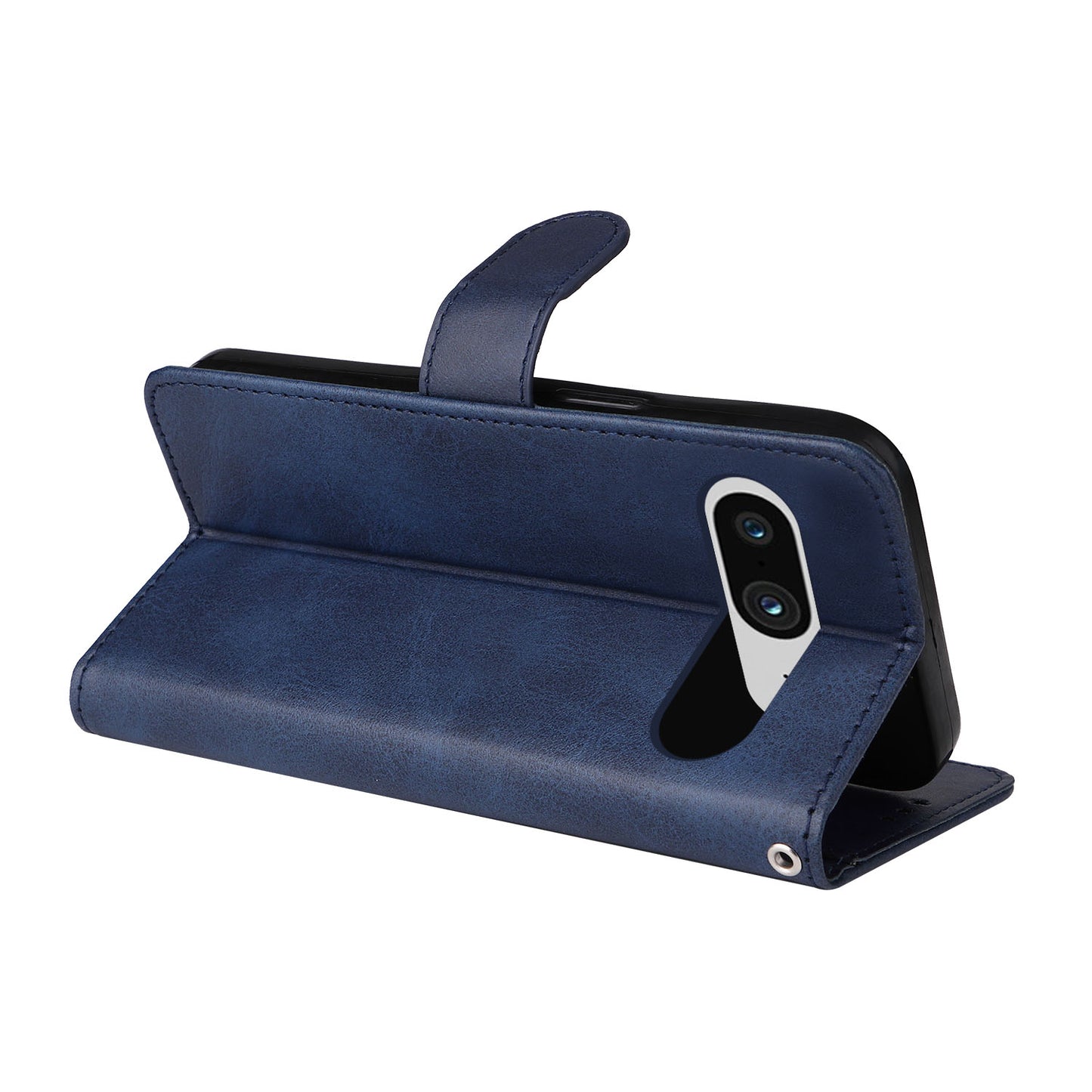 For Google Pixel 8 Cell Phone Cover Wallet Stand Calf Texture PU Leather Phone Case with Strap