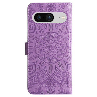For Google Pixel 8 Sunflower Imprinted Phone Stand Cover PU Leather Wallet Mobile Case