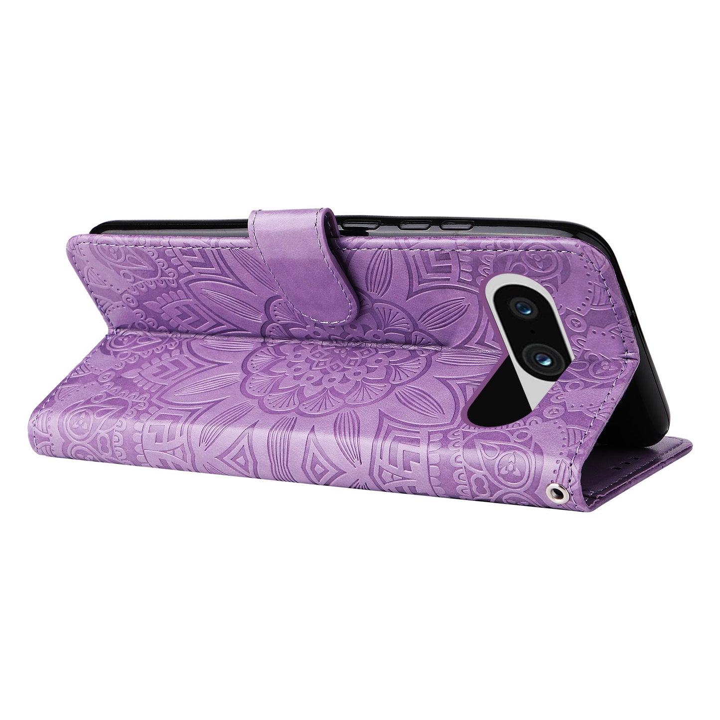 For Google Pixel 8 Sunflower Imprinted Phone Stand Cover PU Leather Wallet Mobile Case