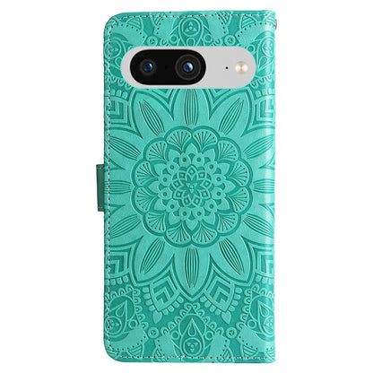For Google Pixel 8 Sunflower Imprinted Phone Stand Cover PU Leather Wallet Mobile Case