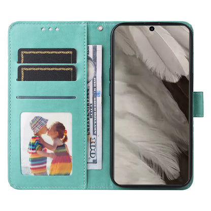 For Google Pixel 8 Sunflower Imprinted Phone Stand Cover PU Leather Wallet Mobile Case