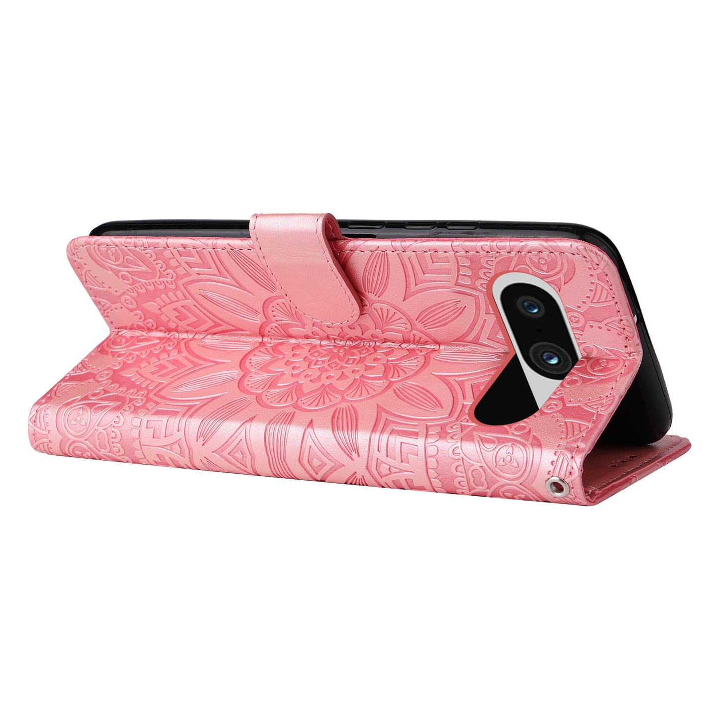 For Google Pixel 8 Sunflower Imprinted Phone Stand Cover PU Leather Wallet Mobile Case