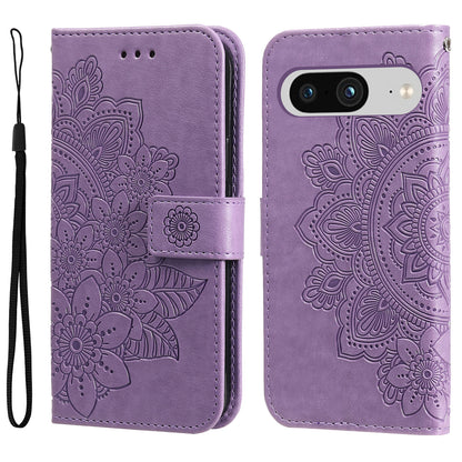 For Google Pixel 8 TPU+PU Leather Phone Cover Case Flower Imprinting Wallet Stand Shell