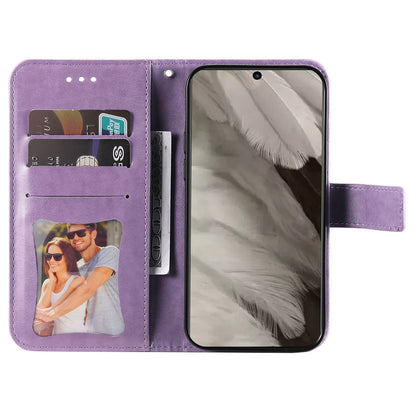 For Google Pixel 8 TPU+PU Leather Phone Cover Case Flower Imprinting Wallet Stand Shell