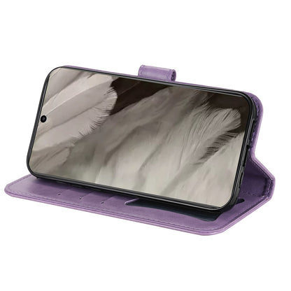 For Google Pixel 8 TPU+PU Leather Phone Cover Case Flower Imprinting Wallet Stand Shell