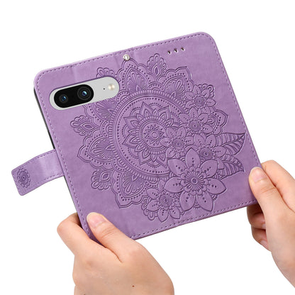 For Google Pixel 8 TPU+PU Leather Phone Cover Case Flower Imprinting Wallet Stand Shell
