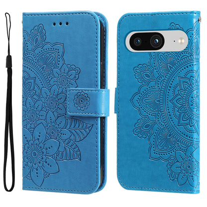 For Google Pixel 8 TPU+PU Leather Phone Cover Case Flower Imprinting Wallet Stand Shell