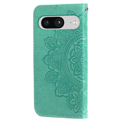 For Google Pixel 8 TPU+PU Leather Phone Cover Case Flower Imprinting Wallet Stand Shell