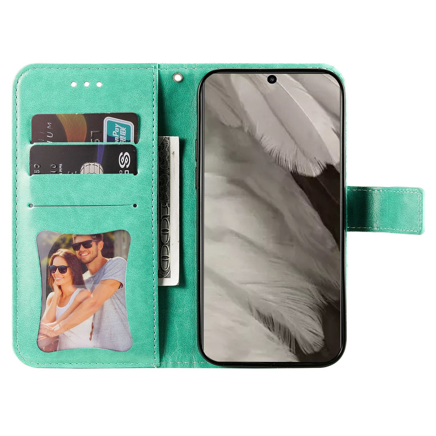 For Google Pixel 8 TPU+PU Leather Phone Cover Case Flower Imprinting Wallet Stand Shell