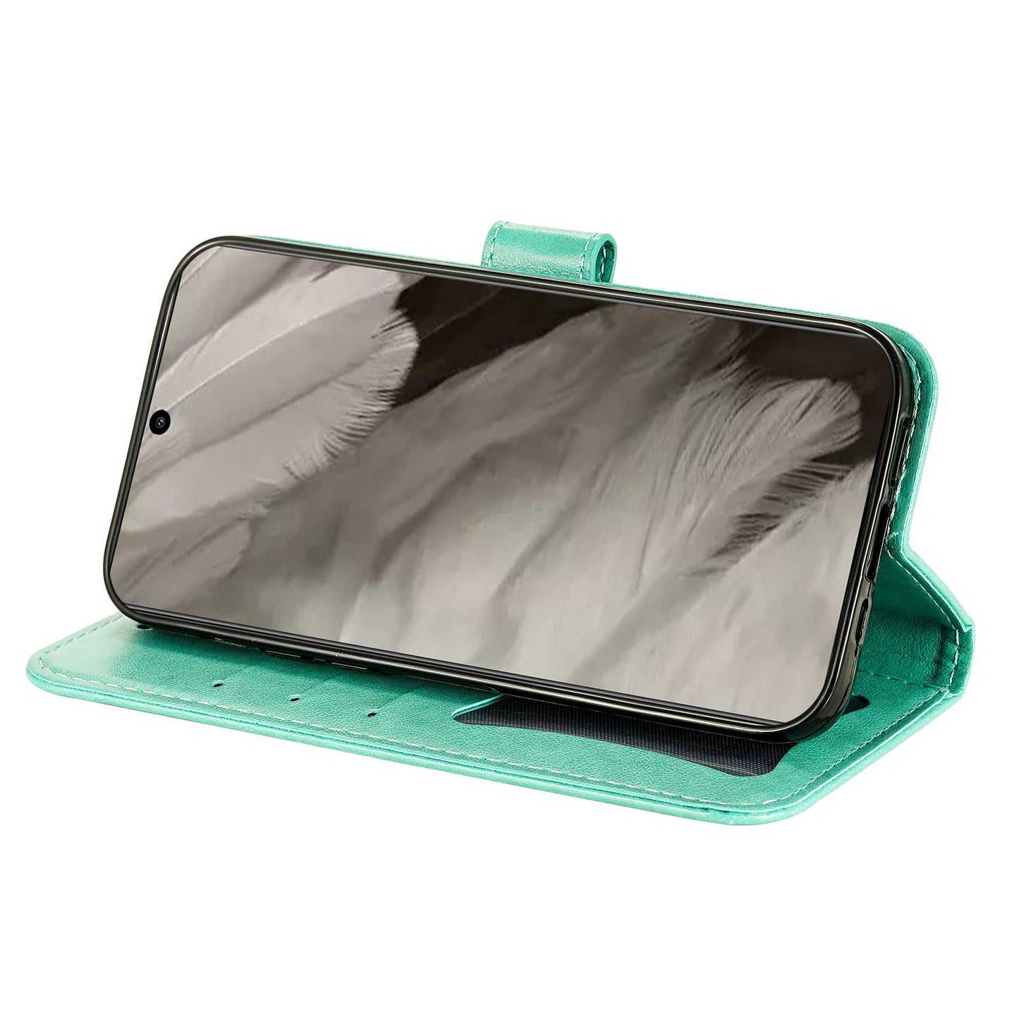 For Google Pixel 8 TPU+PU Leather Phone Cover Case Flower Imprinting Wallet Stand Shell