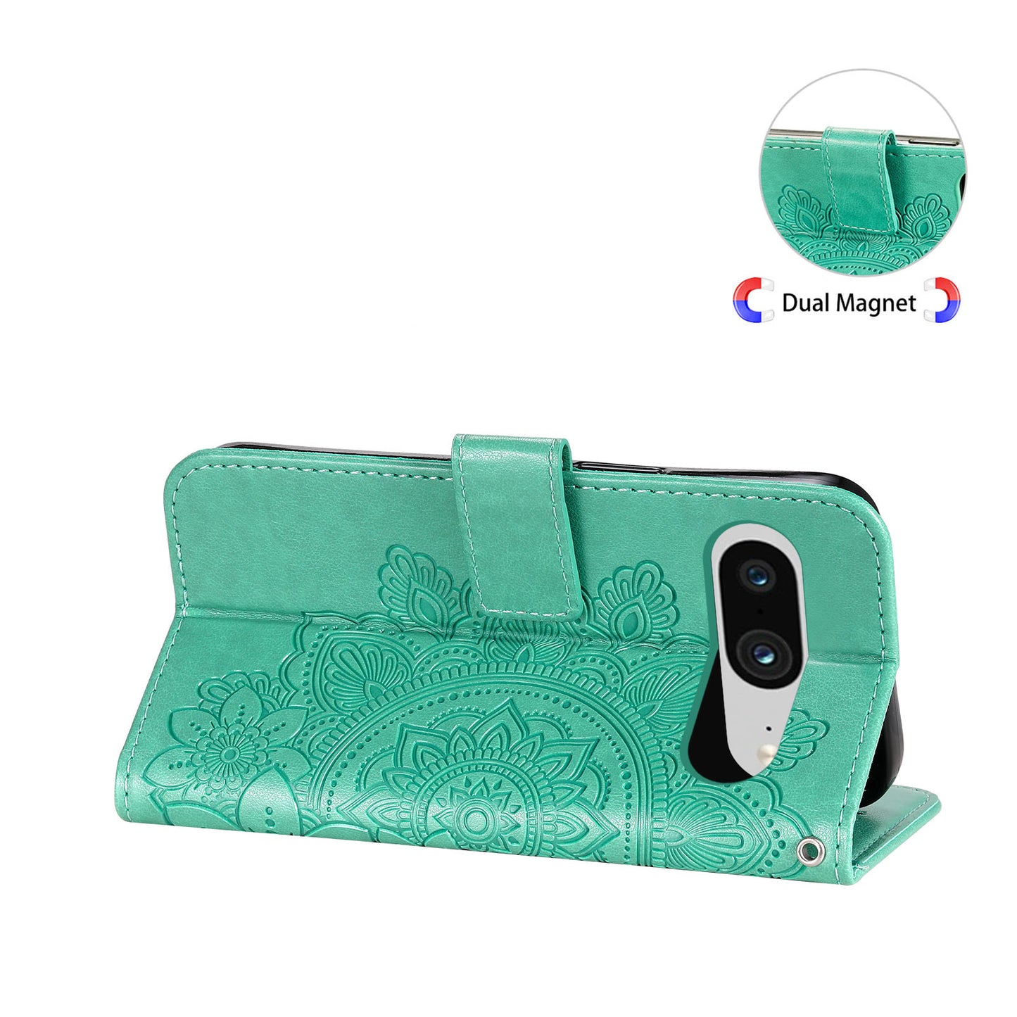 For Google Pixel 8 TPU+PU Leather Phone Cover Case Flower Imprinting Wallet Stand Shell