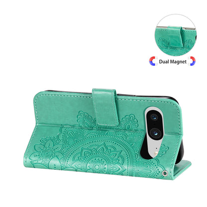 For Google Pixel 8 TPU+PU Leather Phone Cover Case Flower Imprinting Wallet Stand Shell