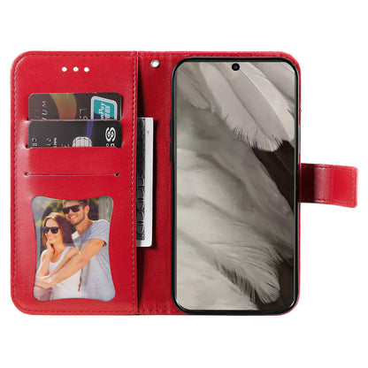 For Google Pixel 8 TPU+PU Leather Phone Cover Case Flower Imprinting Wallet Stand Shell