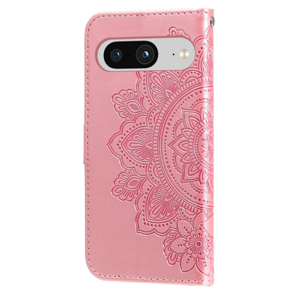 For Google Pixel 8 TPU+PU Leather Phone Cover Case Flower Imprinting Wallet Stand Shell