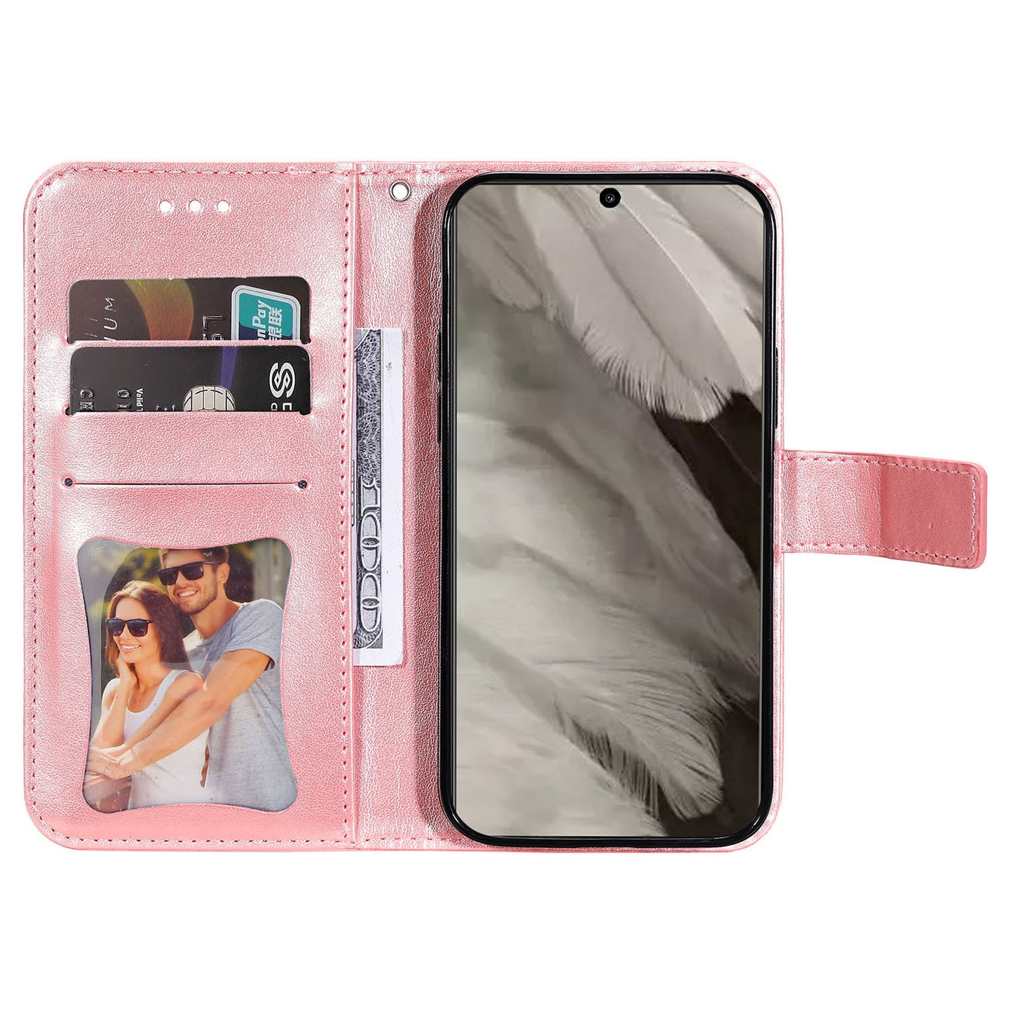 For Google Pixel 8 TPU+PU Leather Phone Cover Case Flower Imprinting Wallet Stand Shell