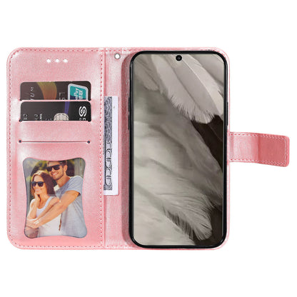 For Google Pixel 8 TPU+PU Leather Phone Cover Case Flower Imprinting Wallet Stand Shell