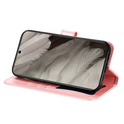 For Google Pixel 8 TPU+PU Leather Phone Cover Case Flower Imprinting Wallet Stand Shell