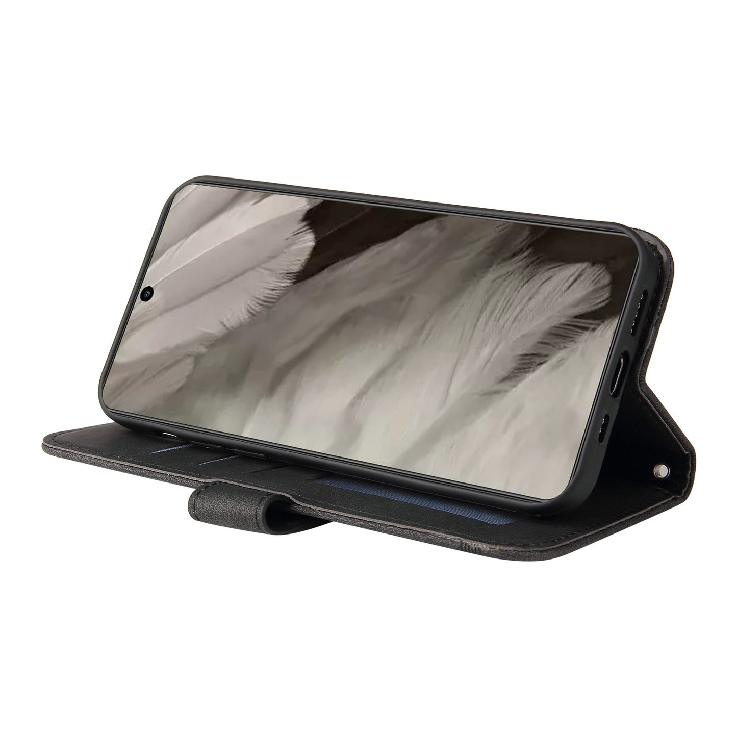 Protective Phone Cover for Google Pixel 8 , Imprinted Lines Stand Skin-touch Wallet PU Leather Case