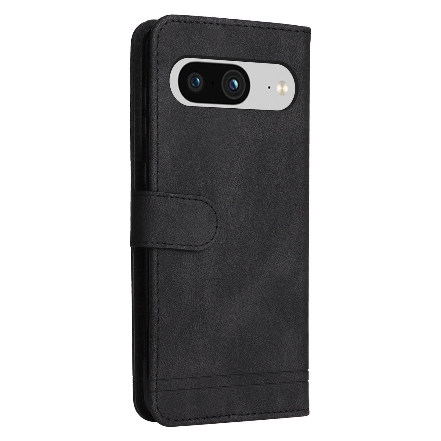 Protective Phone Cover for Google Pixel 8 , Imprinted Lines Stand Skin-touch Wallet PU Leather Case