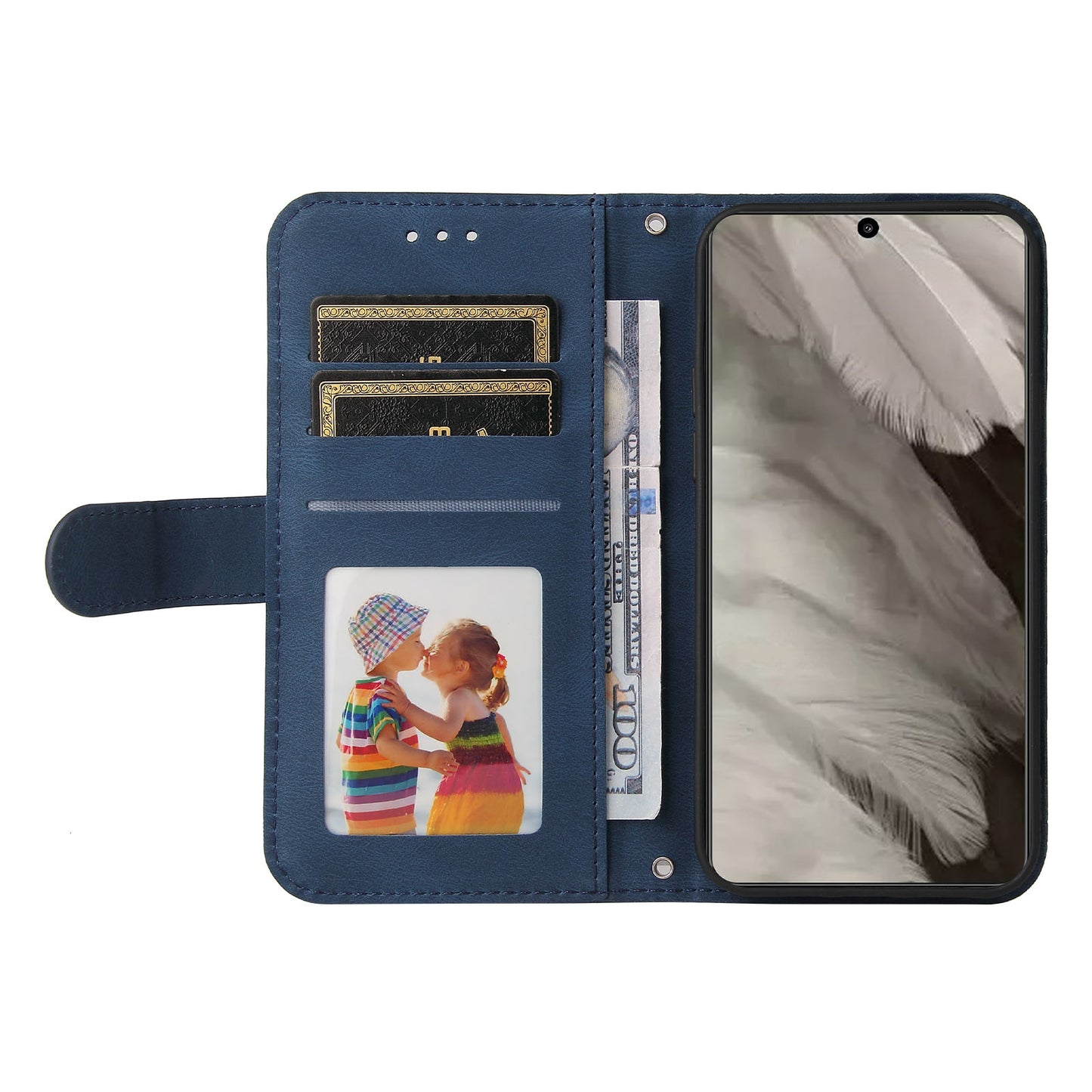 Protective Phone Cover for Google Pixel 8 , Imprinted Lines Stand Skin-touch Wallet PU Leather Case