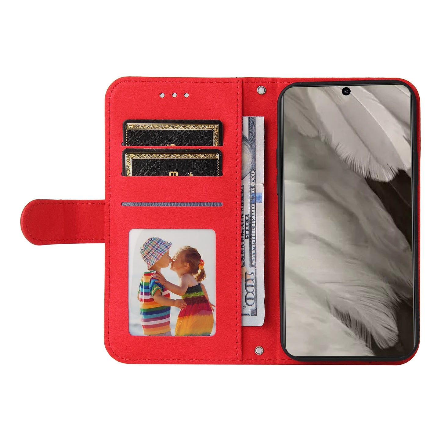 Protective Phone Cover for Google Pixel 8 , Imprinted Lines Stand Skin-touch Wallet PU Leather Case