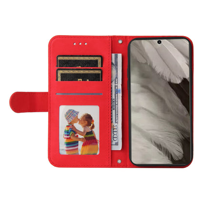 Protective Phone Cover for Google Pixel 8 , Imprinted Lines Stand Skin-touch Wallet PU Leather Case