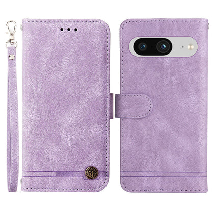 Protective Phone Cover for Google Pixel 8 , Imprinted Lines Stand Skin-touch Wallet PU Leather Case