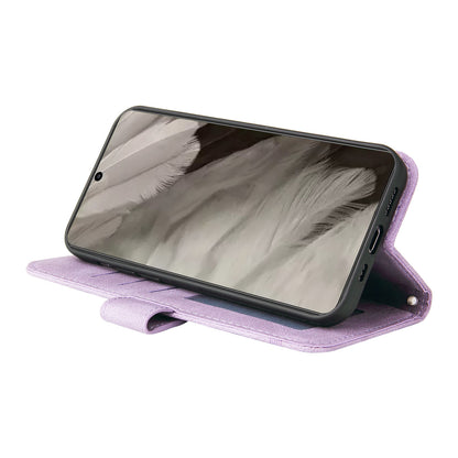 Protective Phone Cover for Google Pixel 8 , Imprinted Lines Stand Skin-touch Wallet PU Leather Case