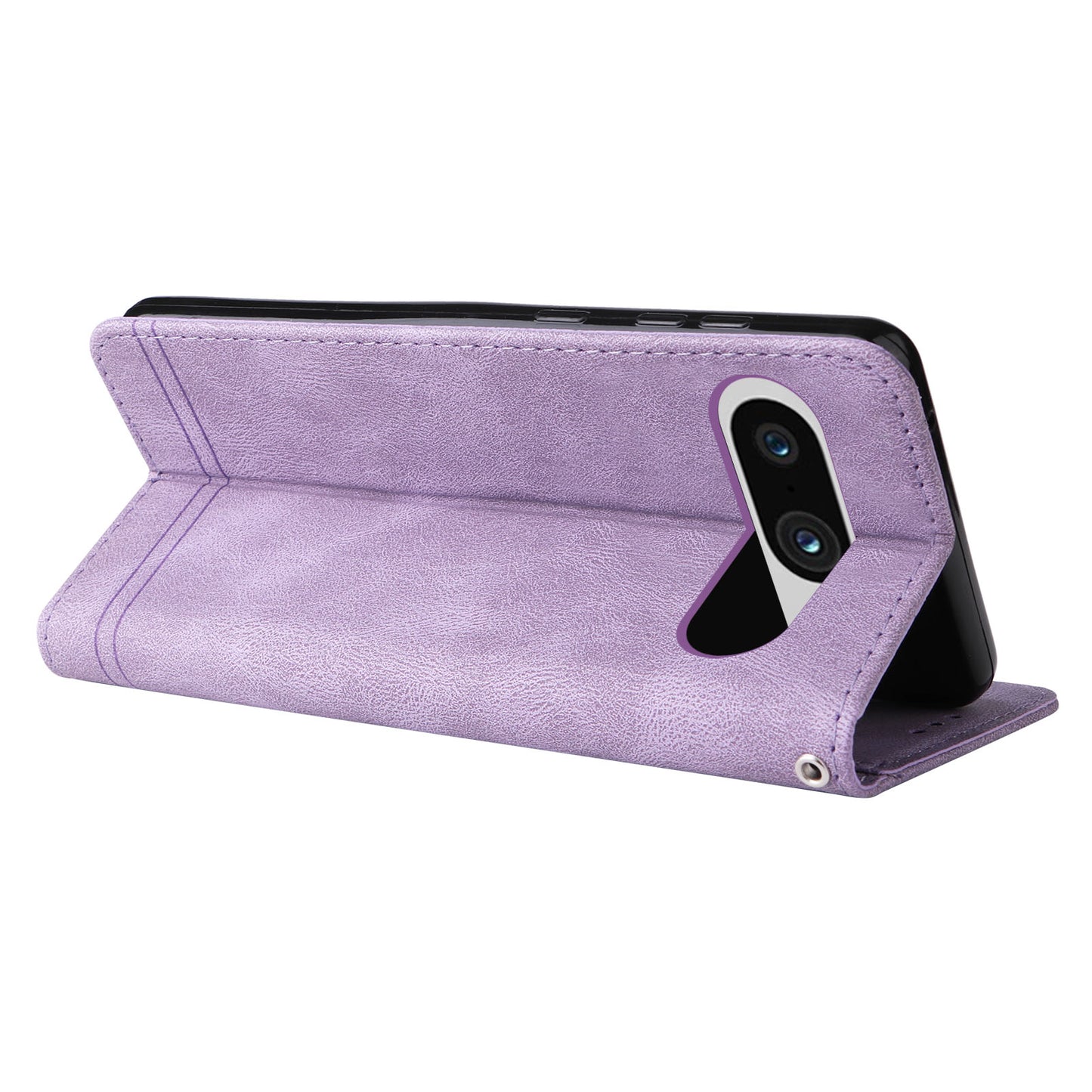 Protective Phone Cover for Google Pixel 8 , Imprinted Lines Stand Skin-touch Wallet PU Leather Case