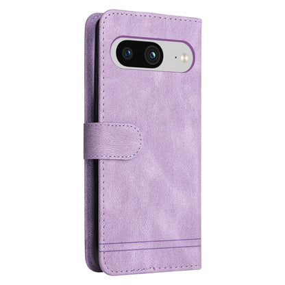 Protective Phone Cover for Google Pixel 8 , Imprinted Lines Stand Skin-touch Wallet PU Leather Case