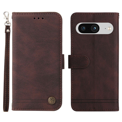 Protective Phone Cover for Google Pixel 8 , Imprinted Lines Stand Skin-touch Wallet PU Leather Case