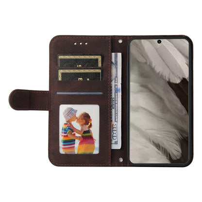 Protective Phone Cover for Google Pixel 8 , Imprinted Lines Stand Skin-touch Wallet PU Leather Case