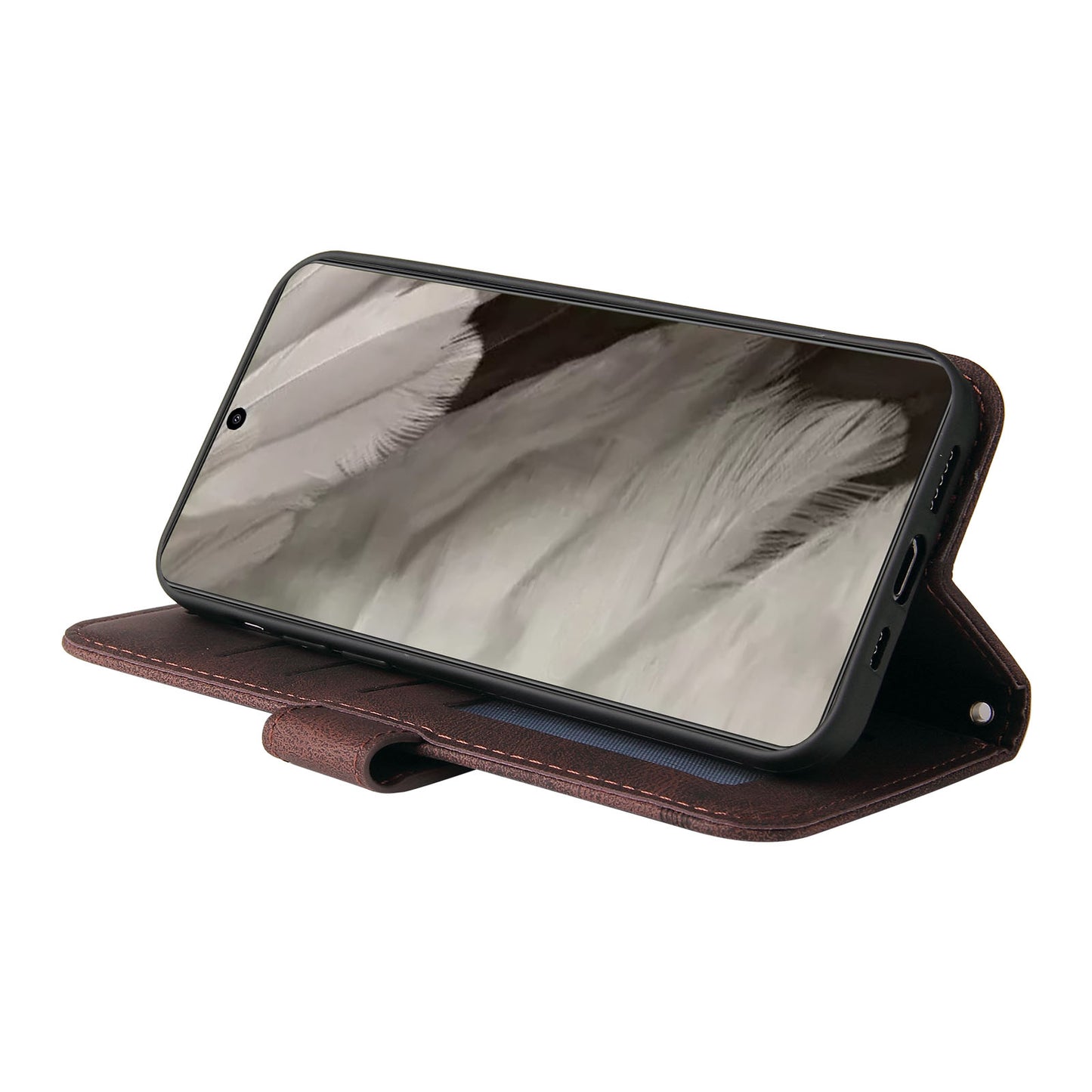 Protective Phone Cover for Google Pixel 8 , Imprinted Lines Stand Skin-touch Wallet PU Leather Case